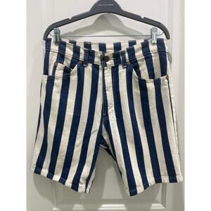 Vintage Levi Denim Striped Long Shorts Orange Tab Sz 31